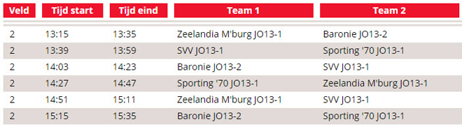 wedstrijdschema